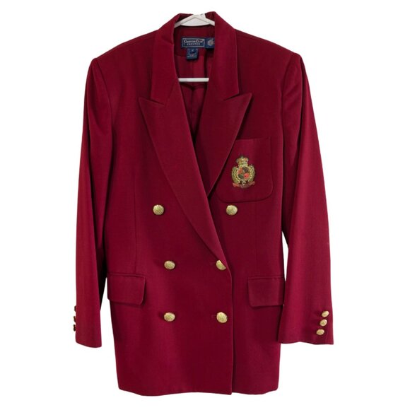 Charter Club Petites Red Wool Blazer, Double Breasted, Size 10P, Vintage - Picture 1 of 13